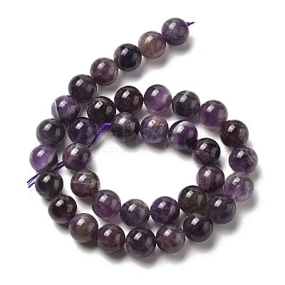 Round Natural Chevron Amethyst Bead Strands G-S380-01B-01-1