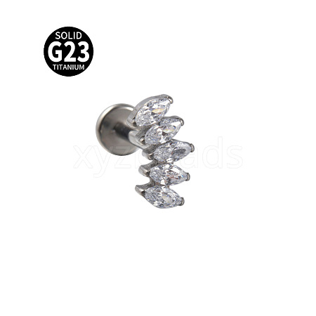 G23 Titanium with Clear Cubic Zirconia Threadless Labrets WG8E19F-09-1