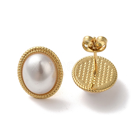 Oval Rack Plating Brass Stud Earrings EJEW-L224-66G-1