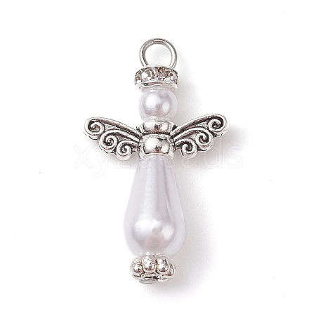 Acrylic Imitation Pearl with Alloy Pendants PALLOY-JF02477-1