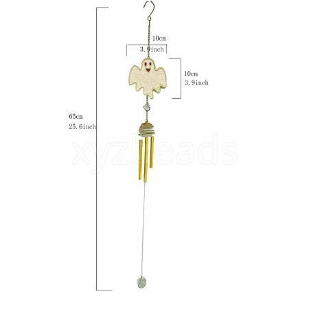 Halloween Ghost Alloy & Iron & Eanmel Wind Chime PW-WG7FA08-01-1