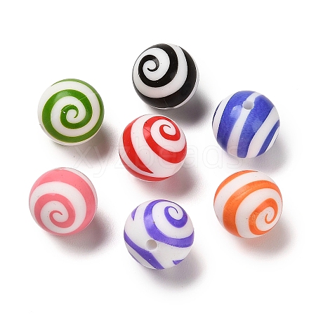 Stripe Pattern Round Silicone Focal Beads SIL-Q020-01-1