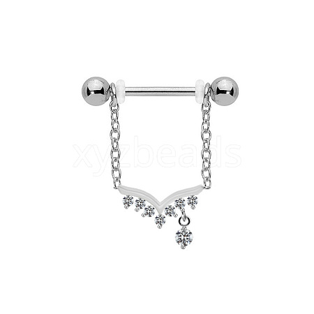 316L Surgical Stainless Steel Crystal Rhinestone Nipple Rings WGE19D8-08-1