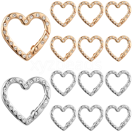20Pcs 2 Colors Zinc Alloy Rhinestone Spring Gate Rings FIND-SP0004-35-1