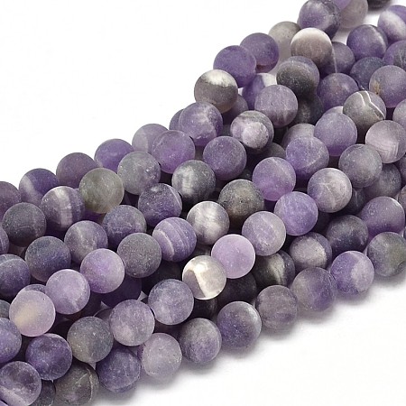 Frosted Natural Amethyst Round Bead Strands LS-G-L357-6mm-07-1
