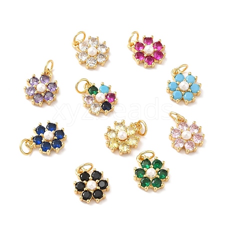 Rack Plating Brass Micro Pave Cubic Zirconia Charms KK-A160-22G-1