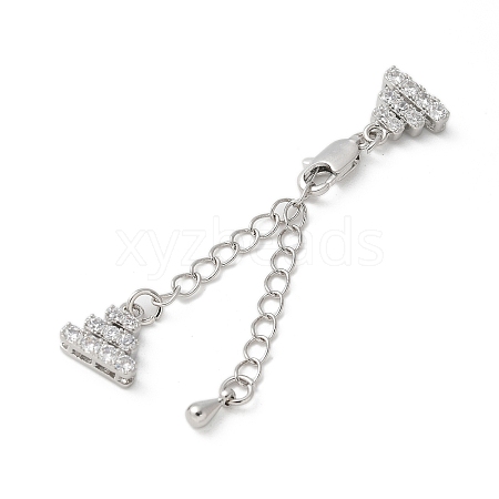 Brass Micro Pave Cubic Zirconia Chain Extender with Glass KK-U052-20P-1