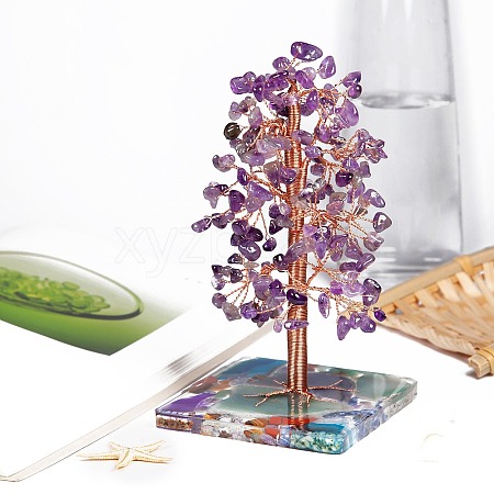 Natural Amethyst Chips Tree of Life Decorations PW-WGFDACD-03-1