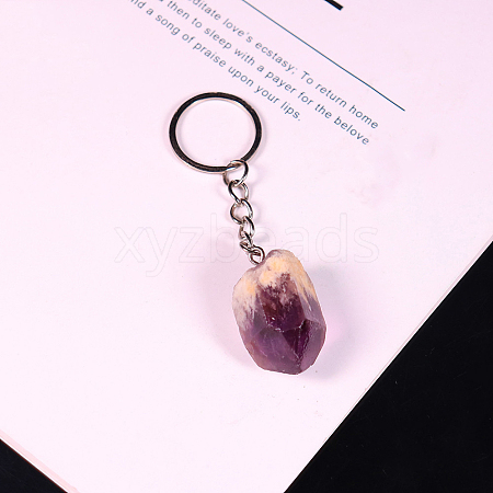 Raw Rough Natural Amethyst Pendant Keychains FIND-PW0017-10C-1