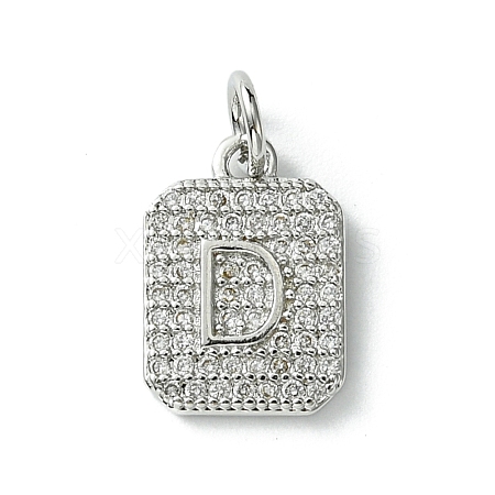 Rack Plating Brass Micro Pave Clear Cubic Zirconia Charms KK-G501-01D-P-1