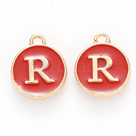 Golden Plated Alloy Enamel Charms X-ENAM-S118-03R-1