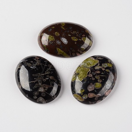 Natural Plum Blossom Jade Gemstone Oval Cabochons X-G-J329-04-18x25mm-1