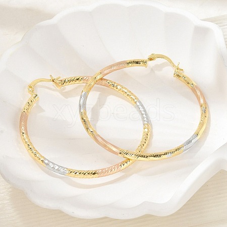 Brass Two Tone Twist Hoop Earrings EJEW-B117-06F-M-1