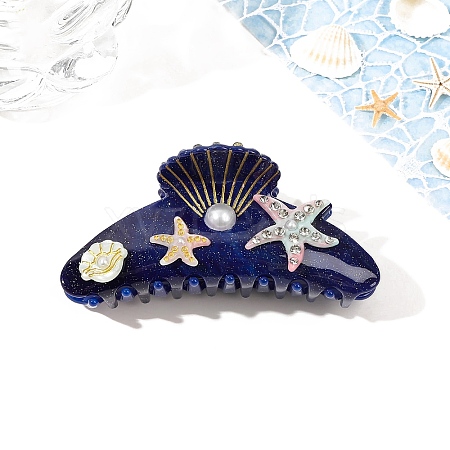 Shell & Starfish Pattern Acrylic Claw Hair Clips PW-WG255E6-17-1