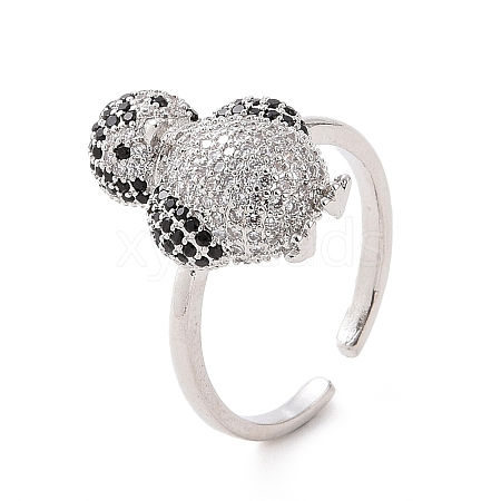 Cubic Zirconia Penguin Open Cuff Ring RJEW-G283-02P-1