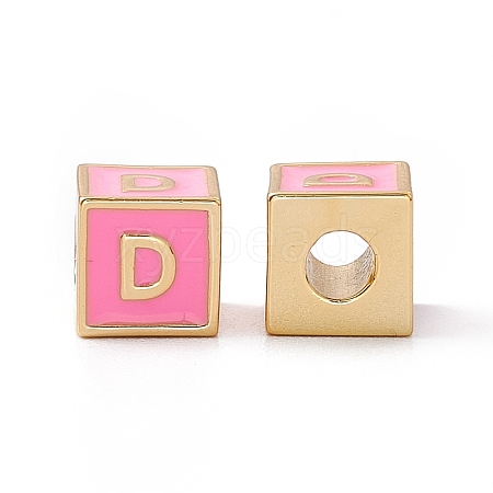 Rack Plating Brass Enamel Beads KK-B060-04G-05D-1