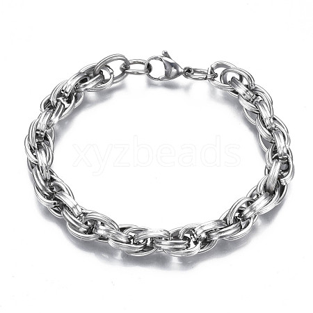 Non-Tarnish 201 Stainless Steel Rope Chain Bracelet for Men Women BJEW-S057-78-1