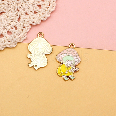 Alloy Enamel Pendants MUSH-PW0001-008C-1