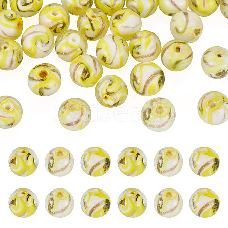 30Pcs Handmade Gold Sand Lampwork Beads LAMP-TA0002-37E-1
