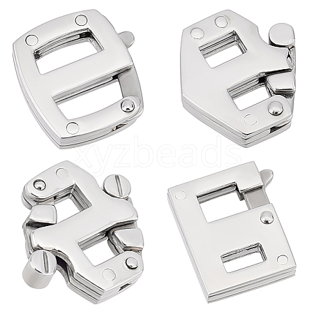 4Pcs 4 Styles 304 Stainless Steel Adjustable Clasps STAS-UN0039-88-1