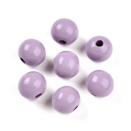 Painted Natural Wood Beads WOOD-A018-16mm-09-1