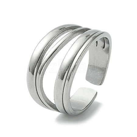 Non-Tarnish 304 Stainless Steel Open Cuff Ring RJEW-L110-032P-1