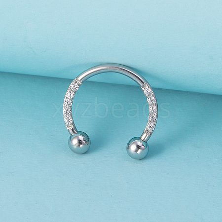 316L Surgical Stainless Steel Micro Pave Clear Cubic Zirconia Circular/Horseshoe Barbell Nose Rings WG07D83-01-1