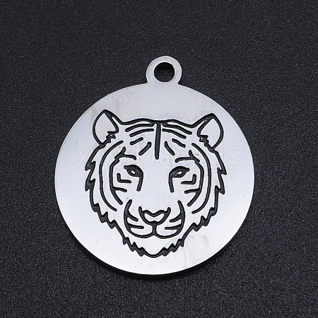 Non-Tarnish 201 Stainless Steel Etched Pendants STAS-N090-JN811-1