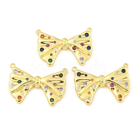 Bowknot Rack Plating Brass Micro Pave Colorful Cubic Zirconia Pendants KK-Z053-06G-1