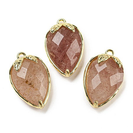 Natural Strawberry Quartz Faceted Pendants G-M431-06G-06-1