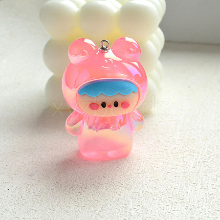 Luminous UV Plating Acrylic Cartoon Frog Pendant PW-WG63595-03-1