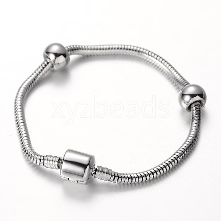 304 Stainless Steel European Style Round Snake Chains Bracelet Making STAS-I097-001D-1