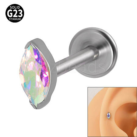 G23 Titanium Cubic Zirconia Horse Eye 17 Gauge Threadless Labrets for Women Men WG9E7C9-25-1