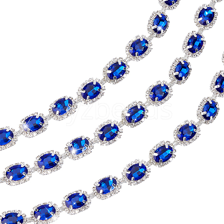 1 Yard Brass Glass Rhinestone Chains KK-NB0003-96B-1