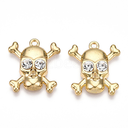 Rack Plating Alloy Rhinestone Pendants PALLOY-N176-108A-G-1