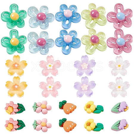 SUNNYCLUE 60Pcs 3 Styles Transparent Resin Cabochons CRES-SC0002-49-1