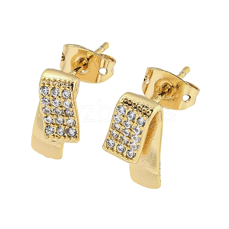 Brass Micro Pave Cubic Zirconia Stud Earrings EJEW-P261-43G-1