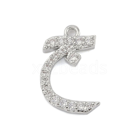 Rack Plating Brass Micro Pave Clear Cubic Zirconia Pendants KK-A224-03A-P-1