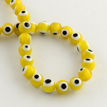 Round Handmade Evil Eye Lampwork Beads LAMP-R114-6mm-01-1