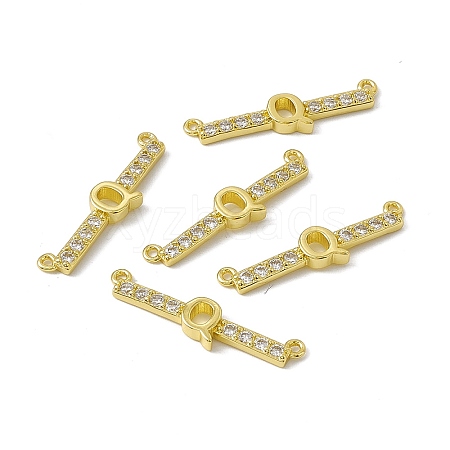 Rack Plating Brass Micro Pave Clear Cubic Zirconia Connector Charms KK-C007-37G-Q-1