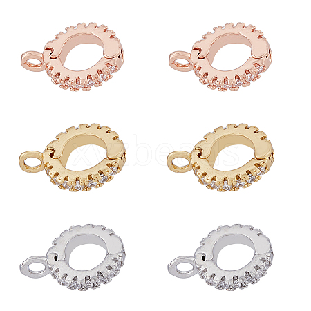 6Pcs 3 Colors Brass Cubic Zirconia Enhancer Shortener Bails ZIRC-HY0001-11-1