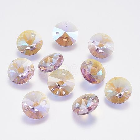 Faceted Glass Rhinestone Charms RGLA-F049-10mm-371PS-1