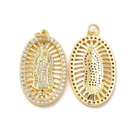 Brass Micro Pave Cubic Zirconia Pendants KK-E068-VB095-1