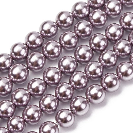 Electroplated Shell Pearl Beads Strands X-BSHE-G041-6mm-02-1