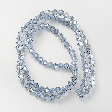 Electroplate Faceted Bicone Glass Beads Strands X-EGLA-P017-4mm-13-1