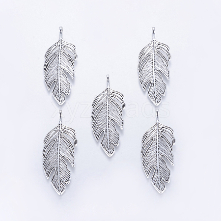 Tibetan Style Alloy Leaf Big Pendants PALLOY-A15448-AS-1