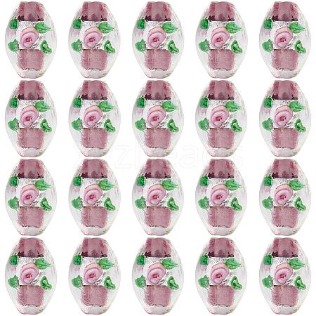 20Pcs Handmade Foil Glass Lampwork Beads LAMP-PA0001-63B-1