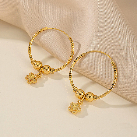 Flower Circle Brass Hoop Earrings for Stylish Ladies' Daily Gatherings LA7463-1