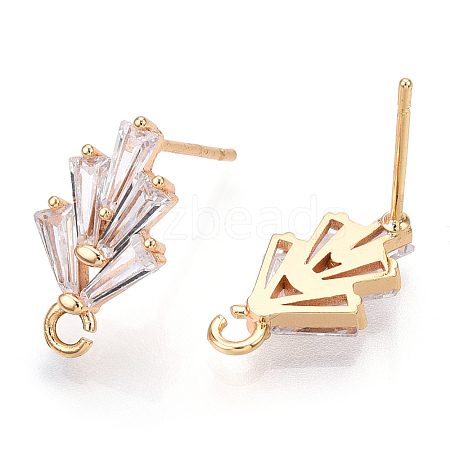 Brass Cubic Zirconia Ear Stud Findings KK-S336-25G-1