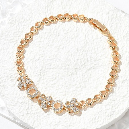 Brass Micro Pave Cubic Zirconia Link Chain Bracelets KK-R217-44G-1